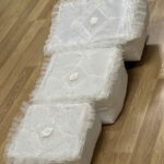 Çeyizlik Figürlü Desenli Kumaş Krem 3lü Bohça, Nişan Gelin Damat Hurcu 3lü