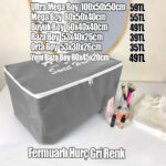 Gri Renk Fermuarlı Hurç Büyük Boy 60x40x40cm