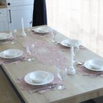 6 Kişilik Lüks Amerikan Servis Supla Runner Takımı - Pudra