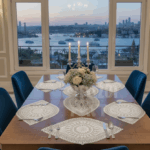 Nakışlı Supla Runner Seti Modern Amerikan Servis Takımı 6 Kişilik Set Krem