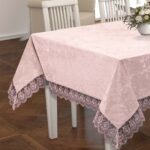 Kadife Masa Örtüsü Fransız Dantelli, Lüks Kadife Masa Örtüsü Dantelli