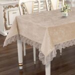Kadife Masa Örtüsü Fransız Dantelli, Lüks Kadife Masa Örtüsü Dantelli