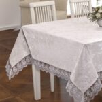 Kadife Masa Örtüsü Fransız Dantelli, Lüks Kadife Masa Örtüsü Dantelli