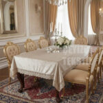 Kadife Masa Örtüsü Fransız Dantelli, Lüks Kadife Masa Örtüsü Dantelli