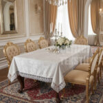 Kadife Masa Örtüsü Fransız Dantelli, Lüks Kadife Masa Örtüsü Dantelli
