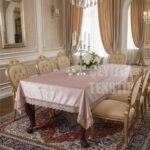 Kadife Masa Örtüsü Fransız Dantelli, Lüks Kadife Masa Örtüsü Dantelli