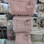 Çeyizlik 3lü Gelin Çeyiz Hurçu Kadife 3 Parça Broşlu İncili 3lü Çeyizlik Kadife Dantelli Hurç Seti