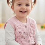 Bebek Yeleği Triko Bebek Yeleği Papatya Desenli Bebe Yeleği