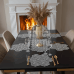 Amerikan Servis, 1 Runner 6 Supla Yemek Servis Takımı, Masa Örtüsü Seti, Servis Sunum Seti