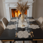 Amerikan Servis, 1 Runner 6 Supla Yemek Servis Takımı, Masa Örtüsü Seti, Servis Sunum Seti