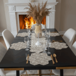 Amerikan Servis, 1 Runner 6 Supla Yemek Servis Takımı, Masa Örtüsü Seti, Servis Sunum Seti