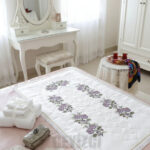 Kanaviçe Işlemeli Etamin Kumaş Tek Seccade - Mor