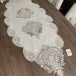 Salon Takımı 5 Parça Keten Dantelli Krem