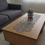 Fransız Dantel Detaylı Tek Runner, Masa Üzerine Runner, Masa Örtüsü Runneri Gri