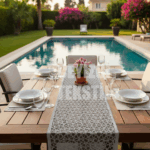 Fransız Dantel Detaylı Tek Runner, Masa Üzerine Runner, Masa Örtüsü Runneri