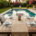 Fransız Dantel Detaylı Tek Runner, Masa Üzerine Runner, Masa Örtüsü Runneri