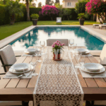 Fransız Dantel Detaylı Tek Runner, Masa Üzerine Runner, Masa Örtüsü Runneri