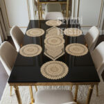 Amerikan Servis, 1 Runner 6 Supla Yemek Servis Takımı, Masa Örtüsü Seti, Servis Sunum Seti