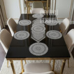 Amerikan Servis, 1 Runner 6 Supla Yemek Servis Takımı, Masa Örtüsü Seti, Servis Sunum Seti