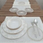 13 Parça Amerikan Servis Takımı Krem Dantel 12 Supla 1 Runner