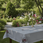 Masa Örtüsü, Dijital Baskılı Kanaviçe Tek Masa Örtüsü, Desenli Leke Tutmaz 160x220cm Masa Örtüsü