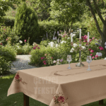 Masa Örtüsü, Dijital Baskılı Kanaviçe Tek Masa Örtüsü, Desenli Leke Tutmaz 160x220cm Masa Örtüsü