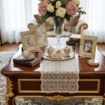 Fransız Dantel Detaylı Tek Runner, Masa Üzerine Runner, Masa Örtüsü Runneri