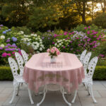 Desenli Dertsiz Leke Tutmaz Dantelli Masa Örtüsü, Çini Desen Masa Örtüsü - Pudra
