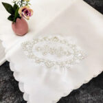 Fransız Güpürlü Işlemeli, Çeyizlik Saten Lüks Bohça, Nişan Bohçası