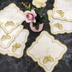 SUNUM PEÇETESİ BARDAK ALTLIĞI 6 ADET KARE KELEBEK GOLD