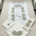 Kanaviçe Seccade Takımı, Seccade Seti Kanaviçe Renkli 4 Parça Seccade Kanaviçe Takım - Kahve