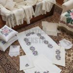 Kanaviçe Seccade Takımı, Seccade Seti Kanaviçe Renkli 4 Parça Seccade Kanaviçe Takım - Mor