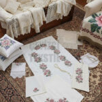 Kanaviçe Seccade Takımı, Seccade Seti Kanaviçe Renkli 4 Parça Seccade Kanaviçe Takım - Pembe