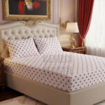 Pamuklu Kalp Desen Lastikli Çarşaf Takımı - 1 ADET YASTIK KILIFLI