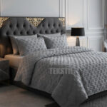 Çift Kişilik 3 Parça Yatak Örtüsü - Gri