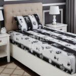 SİYAH BEYAZ LASTİKLİ ÇARŞAF TAKIMI TEK KİŞİLİK - 1 ADET YASTIK KILIFLI