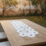 Fransız Dantel Detaylı Tek Runner, Masa Üzerine Runner, Masa Örtüsü Runneri