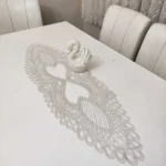 KREM TEK RUNNER ÇİFT KALP