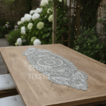 Dantelli Tek Runner, Masa Üzeri Runner - Gri