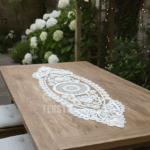 Dantelli Tek Runner, Masa Üzeri Runner - Krem