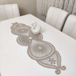 Fransız Dantel Detaylı Tek Runner, Masa Üzerine Runner, Masa Örtüsü Runneri