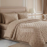 Çift Kişilik 3 Parça Yatak Örtüsü - KAPUÇİNO