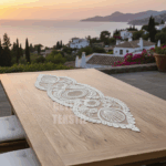 Fransız Dantel Detaylı Tek Runner, Masa Üzerine Runner, Masa Örtüsü Runneri