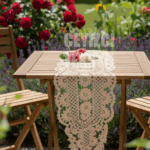 Fransız Dantel Detaylı Tek Runner, Masa Üzerine Runner, Masa Örtüsü Runneri