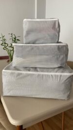 Çizgili 3lü Hurç Seti Krem - Tela 3 lü Hurç