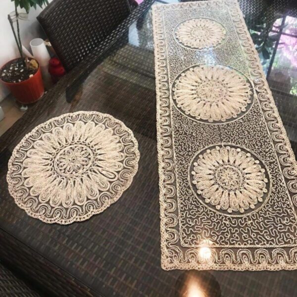 Fransız Dantelli Runner Ve Supla Takımı (1 Runner, 6 Supla)