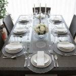 Fransız Dantelli Runner Ve Supla Takımı (1 Runner, 6 Supla) Gri