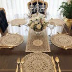 Fransız Dantelli Runner Ve Supla Takımı (1 Runner, 6 Supla) Kahve