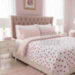 Yazlık Pike Kalp Desen Çift Kişilik