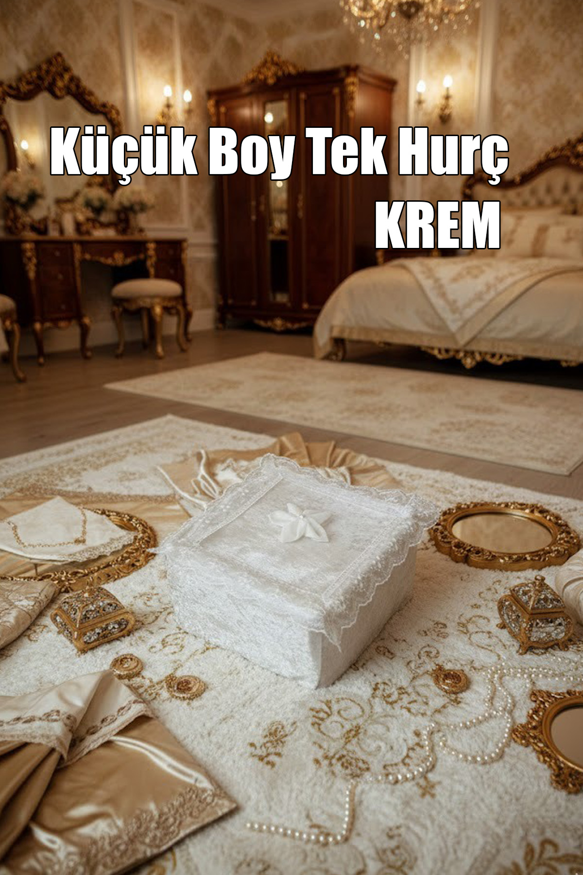 kucukhurc Çeyizlik Küçük Tek Hurç Çiçekli, Kadife Tek Hurç Çeyizlik Dantelli Hurç, Küçük Boy Hurç - Görsel 1